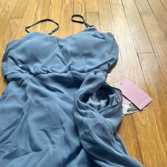 Birdy Grey Size S NEW Gwennie Chiffon Dusty Blue Maxi Bridesmaid Dress - Picture 10 of 16